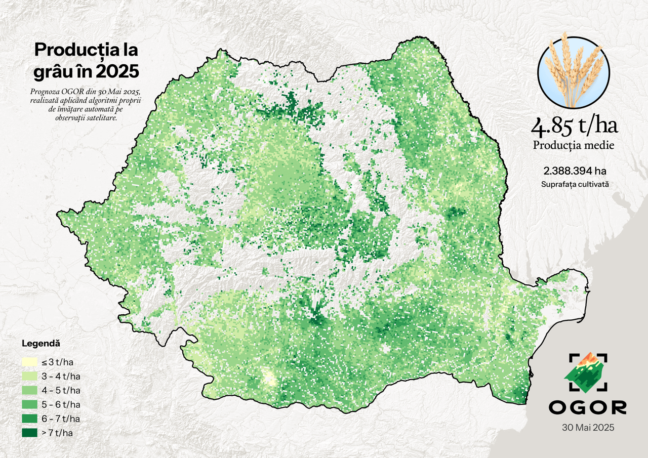 Map of OGOR forecast from May 30, 2025 regarding yield at national level